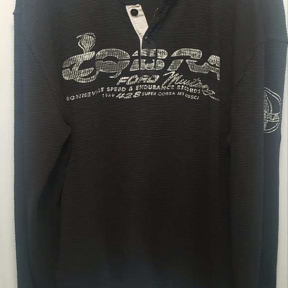 Lucky Brand Other - VINTAGE MENS LUCKY BRAND BLACK COBRA FORD MOTOR MUSTANG HENLEY LONG SLEEVE L